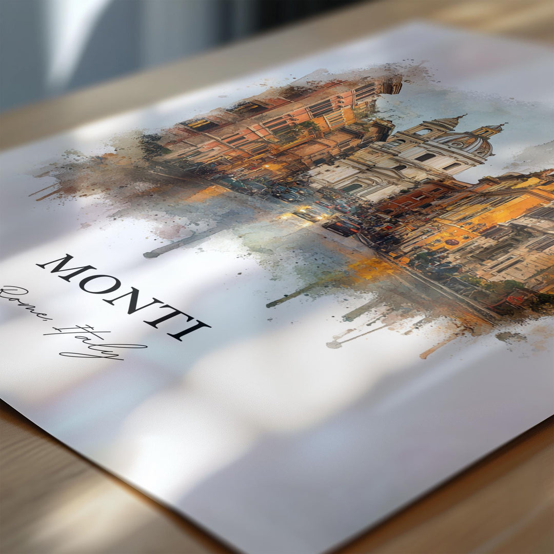 Monti Rome, Italy – Watercolor Art Print
