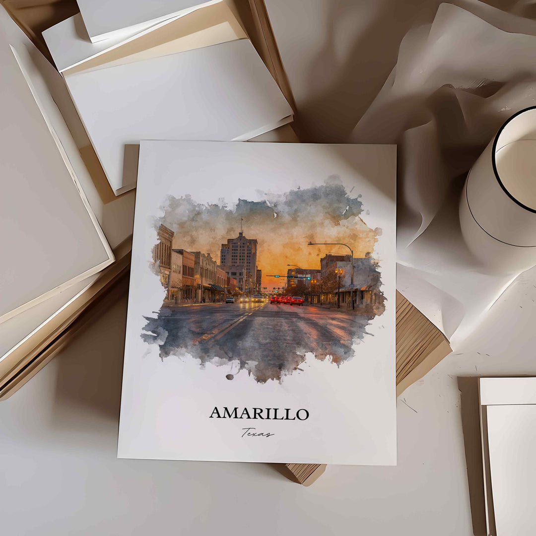 Amarillo, Texas – Watercolor Art Print