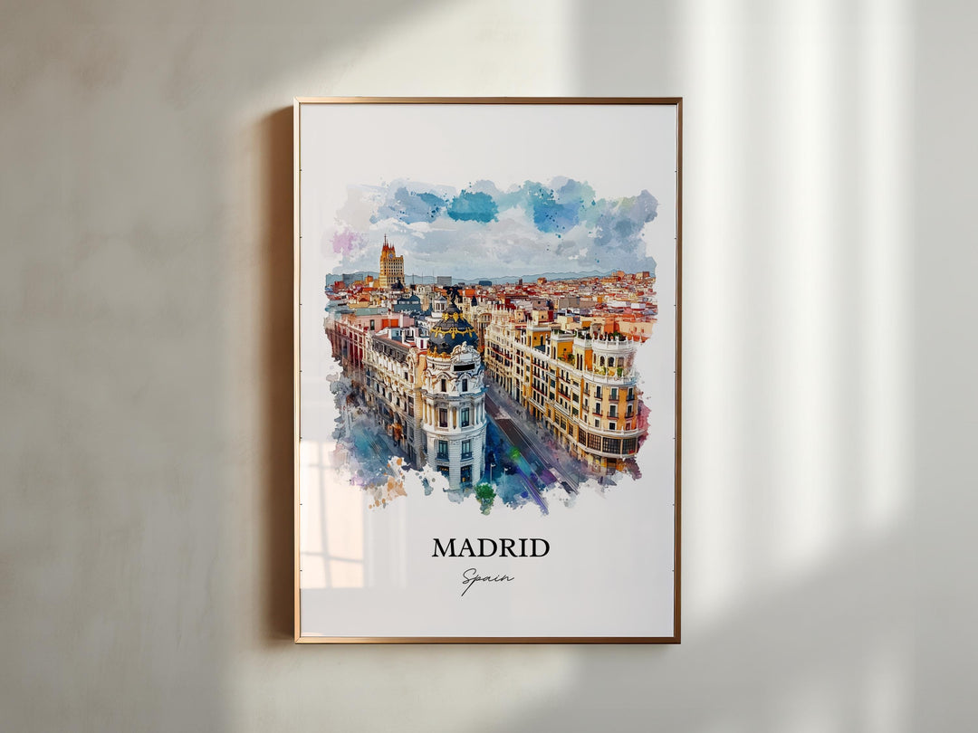 Madrid Wall Art, Madrid Spain Print, Spain Watercolor Art, Madrid Spain Gift, Travel Print, Travel Poster, Housewarming Gift