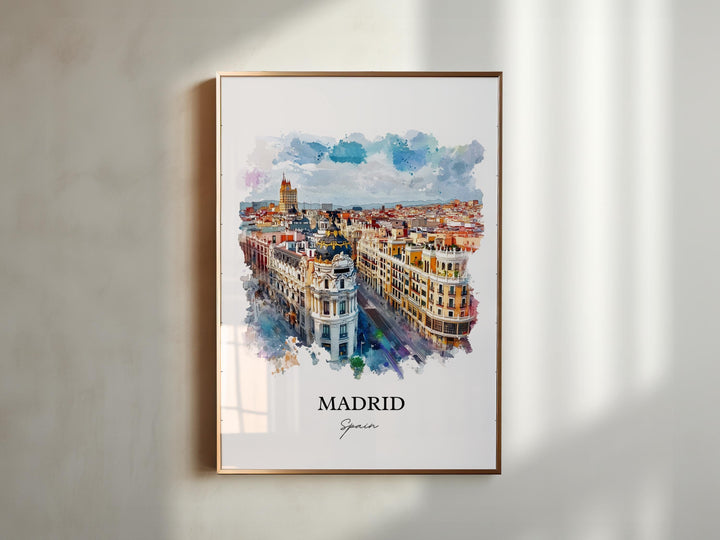 Madrid Wall Art, Madrid Spain Print, Spain Watercolor Art, Madrid Spain Gift, Travel Print, Travel Poster, Housewarming Gift