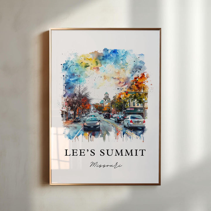 Lee's Summit Art, Lee's Summit MO Print, Lee's Summit Watercolor Art, Jackson County KS Gift,