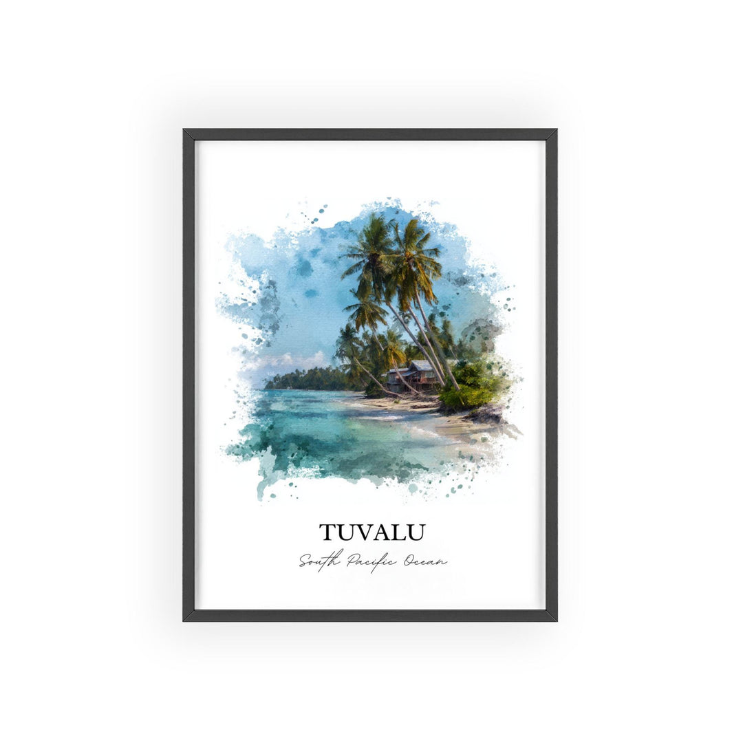 Tuvalu Wall Art, Tuvalu Print, Tuvalu Watercolor Art, Tuvalu Island Gift, Travel Print, Travel Poster, Housewarming Gift