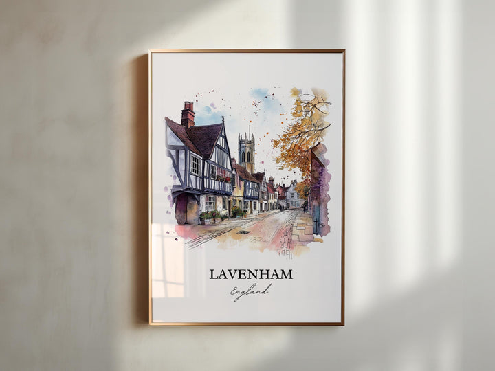 Lavenham Wall Art, Babergh District Print, Suffolk England Watercolor, Lavenham England Gift, Travel Print, Travel Poster, Housewarming Gift