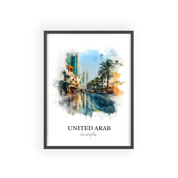 UAE Wall Art, United Arab Emirates Print, UAE Watercolor Art, UAE Travel Gift, Travel Print, Travel Poster, Housewarming Gift