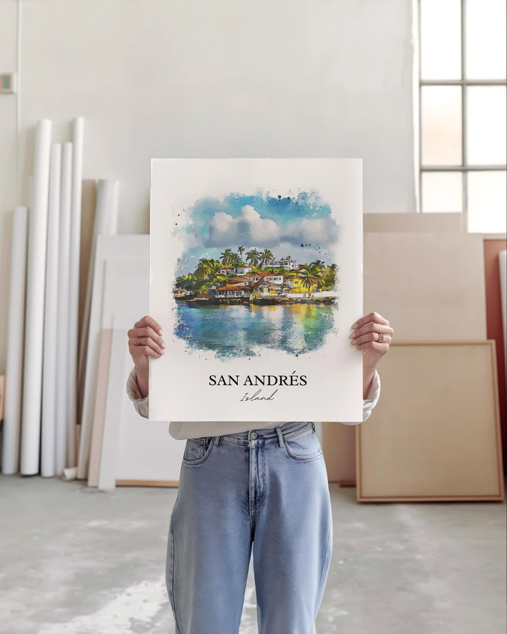 San Andrés Island Wall Art, Nicaragua Print, Colombia Watercolor Art, San Andrés Island Gift, Travel Print, Travel Poster, Housewarming Gift