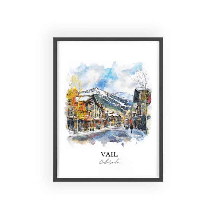 Vail Wall Art, Vail Village Print, Vail Watercolor Art, Vail Mountain Gift, Travel Print, Travel Poster, Housewarming Gift