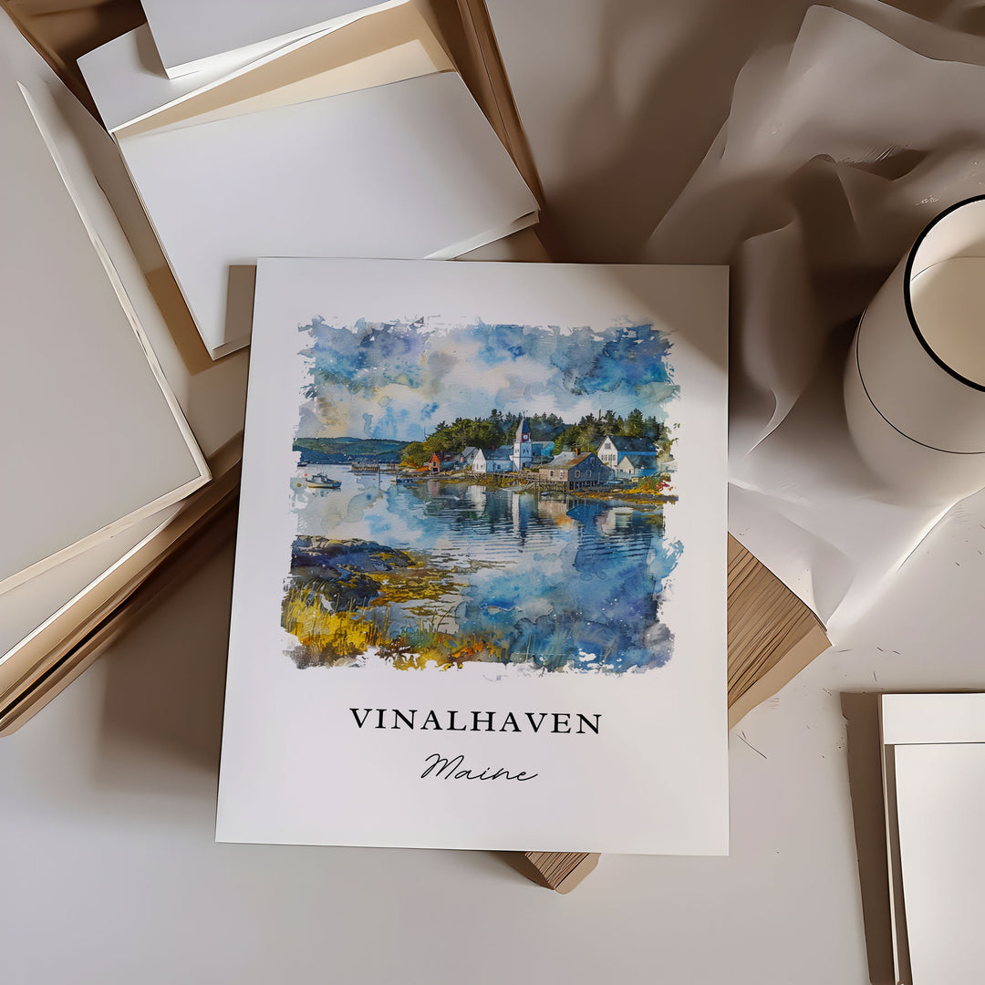 Vinalhaven ME Wall Art, Fox Islands Print, Vinalhaven MA Watercolor, Vinalhaven ME Gift,