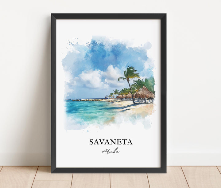 Savaneta Wall Art, Savaneta Aruba Print, Aruba Watercolor Art, Savaneta Aruba Gift, Travel Print, Travel Poster, Housewarming Gift