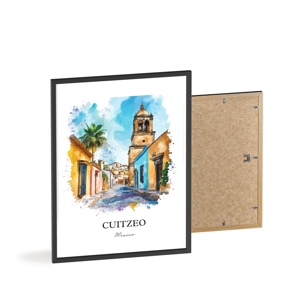 Cuitzeo Mexico Wall Art, Michoacán Print, Mexico Watercolor Art, Cuitzeo Mexico Gift, Travel Print, Travel Poster, Housewarming Gift