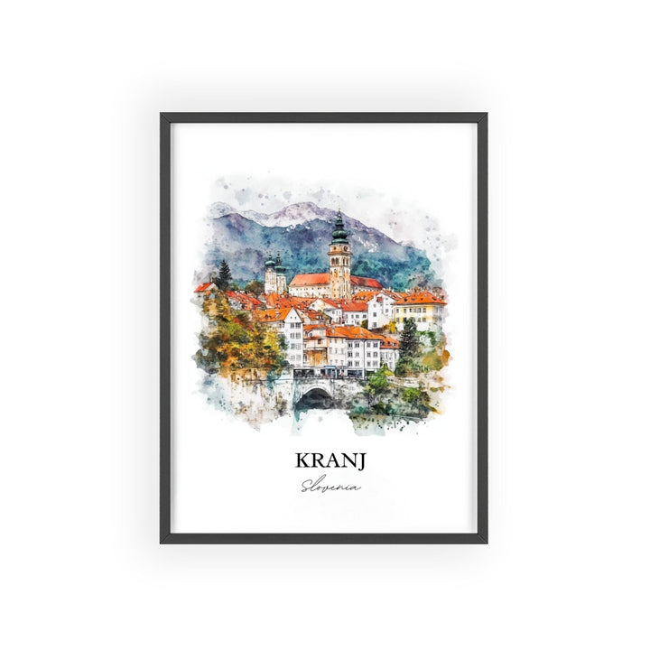 Kranj Slovenia Wall Art, Slovene Alps Print, Slovenia Watercolor Art, Kranj Gift, Travel Print, Travel Poster, Housewarming Gift