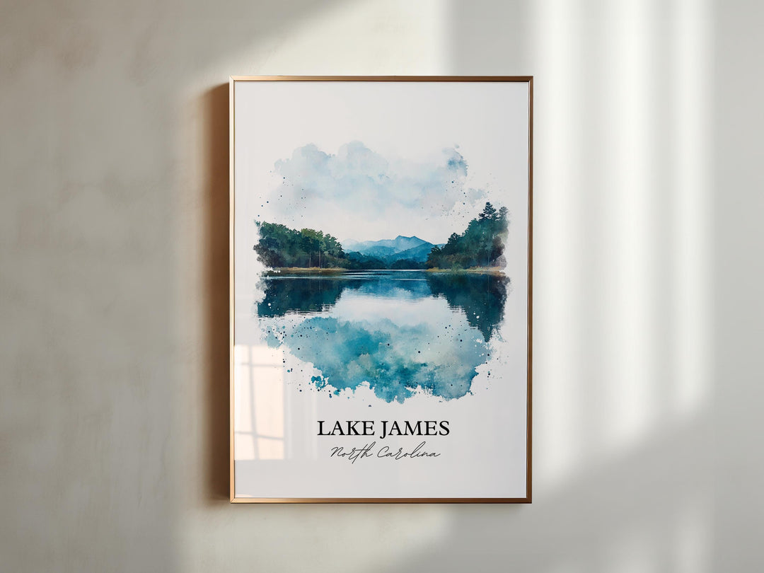 Lake James NC Wall Art, Lake James Print, North Carolina Watercolor Art, Lake James Gift, Travel Print, Travel Poster, Housewarming Gift