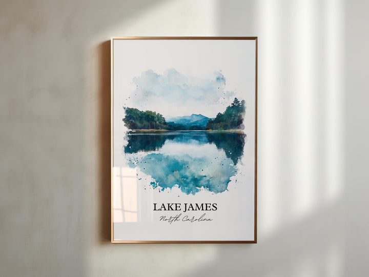 Lake James NC Wall Art, Lake James Print, North Carolina Watercolor Art, Lake James Gift, Travel Print, Travel Poster, Housewarming Gift