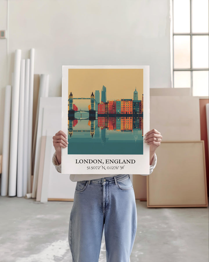 London England Art, London Retro Travel Art, London Home Decor, England Gift, London Travel Art, Travel Prints, Housewarming Gift