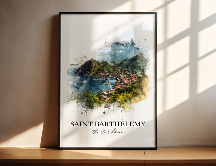 St. Barts Wall Art, St. Barts Print, St. Barts Watercolor Art, Caribbean Gift, Travel Print, Travel Poster, Housewarming Gift