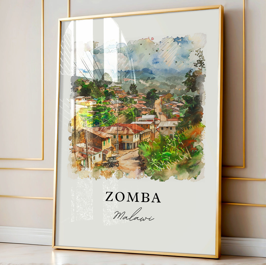 Zomba Malawi Wall Art, Zomba Print, Zomba Watercolor, Zomba Malawi Gift,