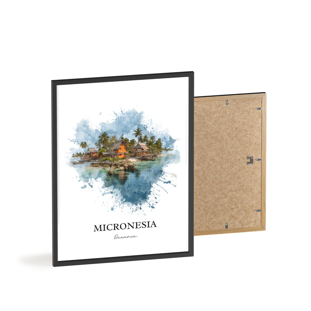 Micronesia Wall Art, Micronesia Print, Micronesia Watercolor Art, Micronesia Gift, Travel Print, Travel Poster, Housewarming Gift
