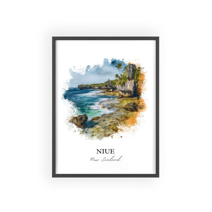 Niue Wall Art, New Zealand Print, Niue NZ Watercolor, Niue Gift, Niue Travel Print, New Zealand Travel Poster, Housewarming Gift