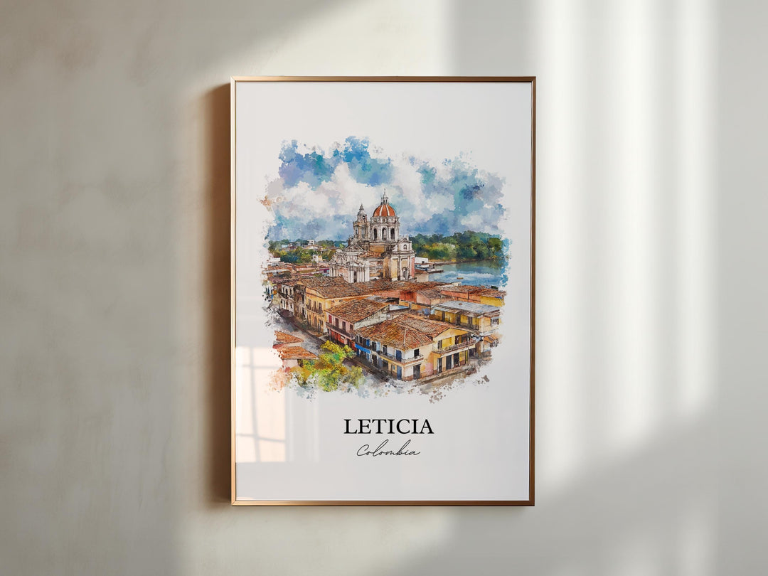 Leticia Colombia Wall Art, Amazon River Print, Colombia Watercolor, Leticia Colombia Gift, Travel Print, Travel Poster, Housewarming Gift