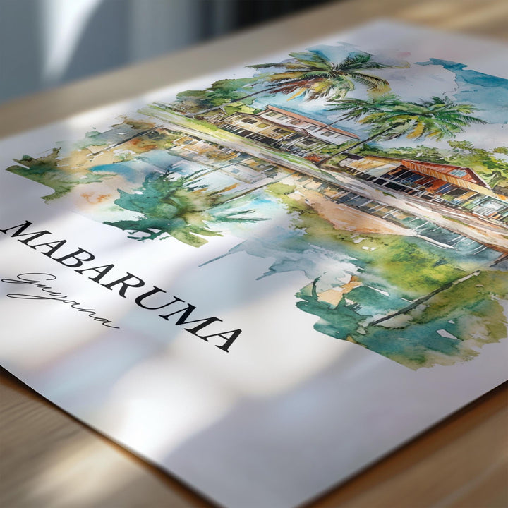 Mabaruma Wall Art, Guyana Print, Guyana Watercolor Art, Mabaruma Guyana Gift, Travel Print, Travel Poster, Housewarming Gift