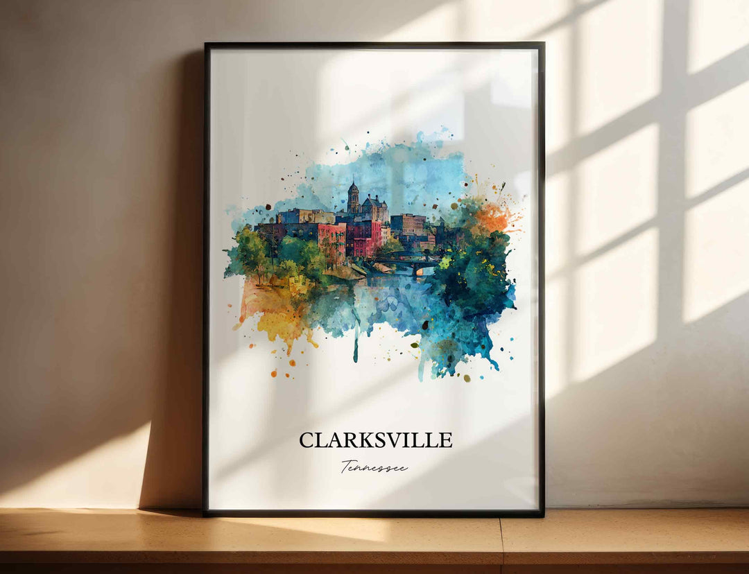 Clarksville, Tennessee – Watercolor Art Print