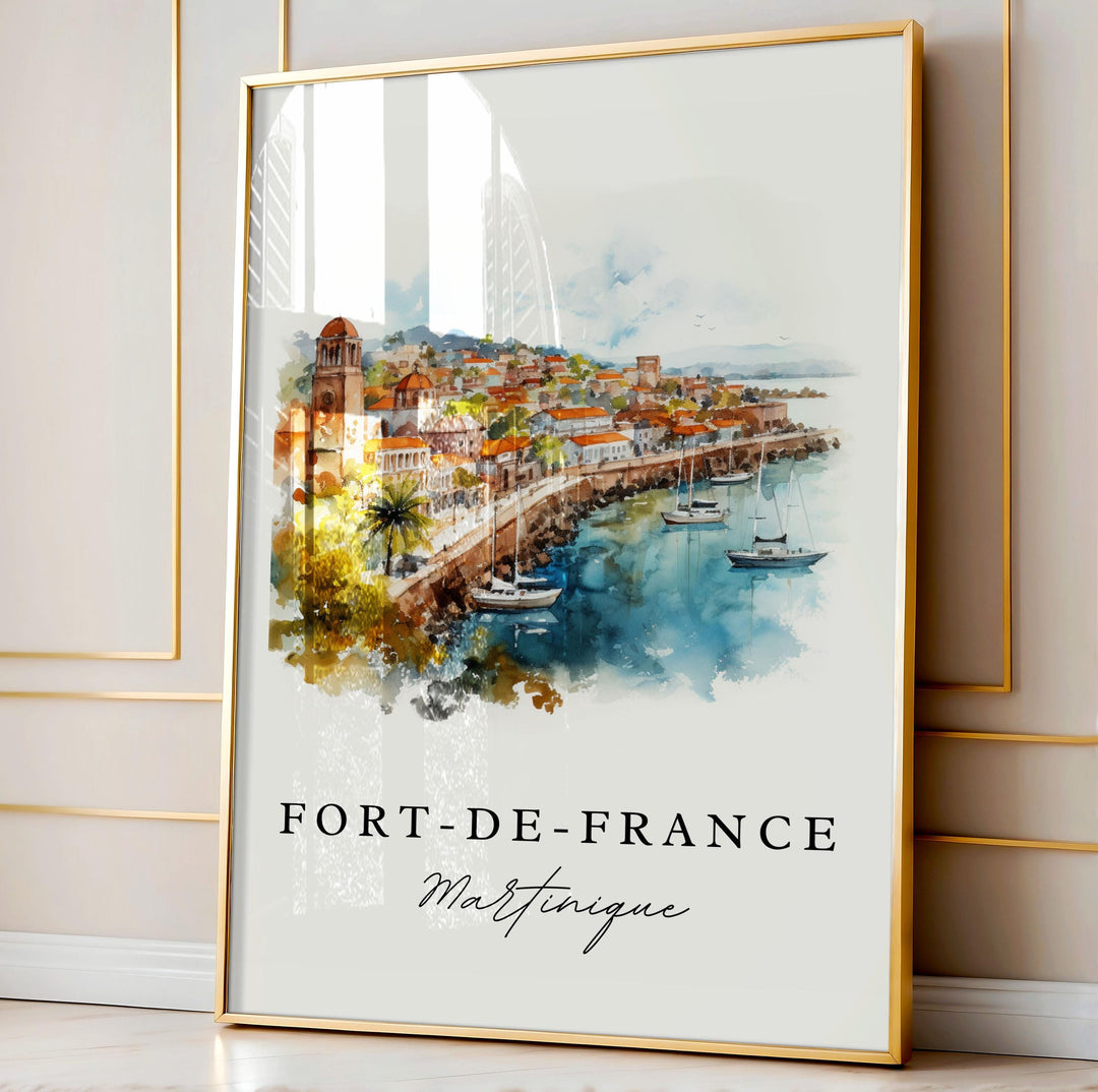 Fort De France wall art - Martinique, Fort-De-France poster, Martinique Wedding gift, Birthday present, Custom Text, Personalized Gift