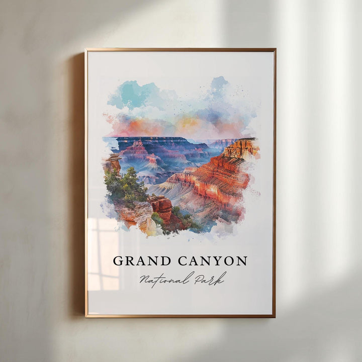 Grand Canyon Wall Art, Grand Canyon AZ Print, Grand Canyon Watercolor Art, Grand Canyon Gift,