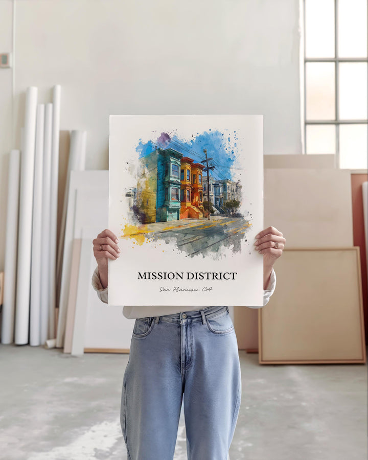 Mission District, California – Watercolor Art Print