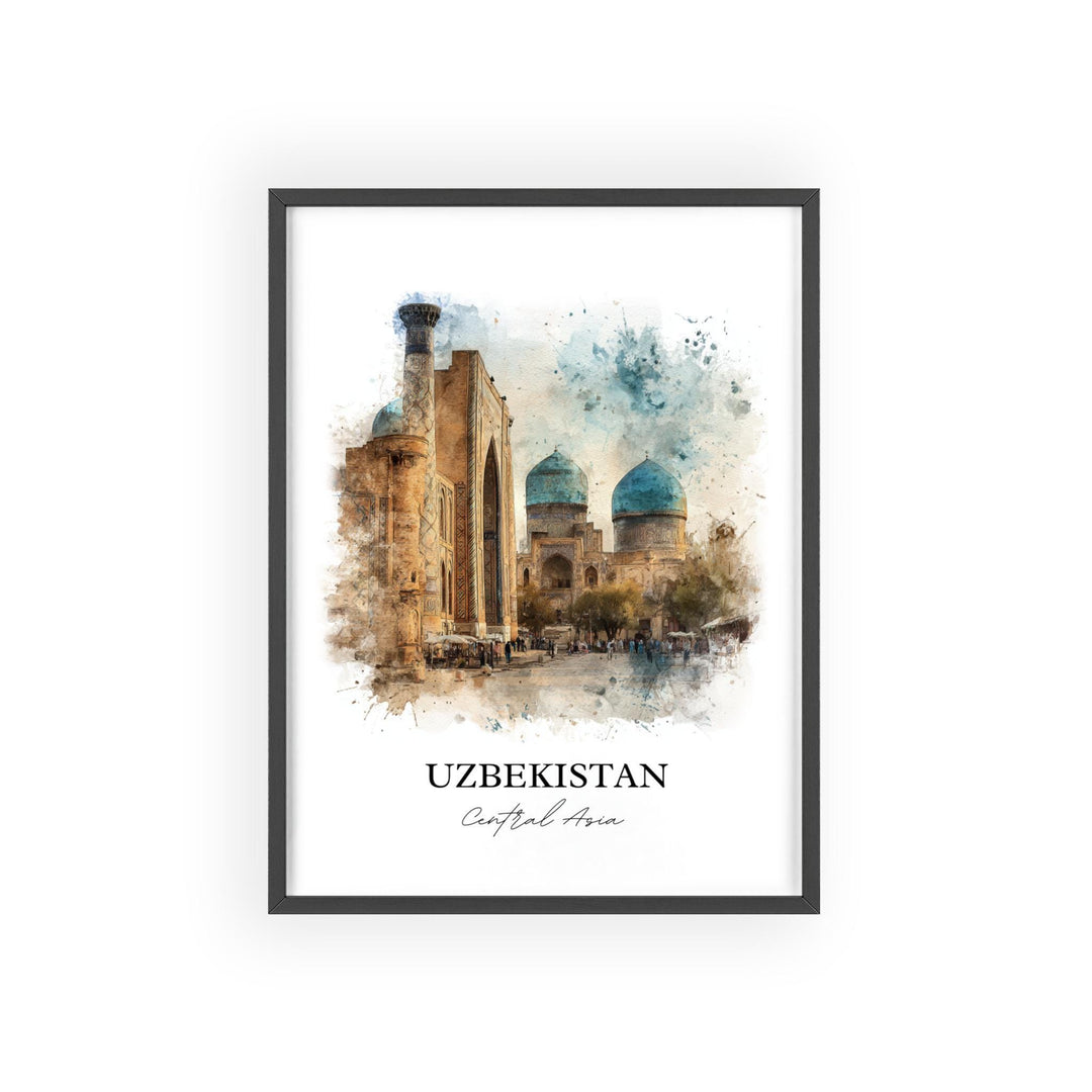 Uzbekistan Wall Art, Uzbekistan Print, Uzbekistan Watercolor Art, Uzbekistan Gift, Travel Print, Travel Poster, Housewarming Gift