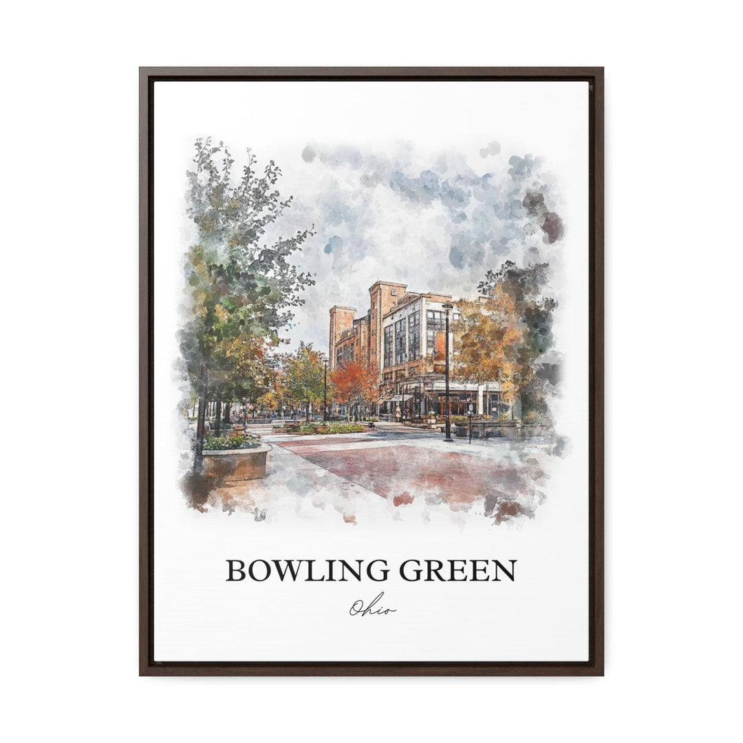 Bowling Green Wall Art, Wood County OH Print, Ohio Watercolor Art, Bowling Green OH Gift, Travel Print, Travel Poster, Housewarming Gift