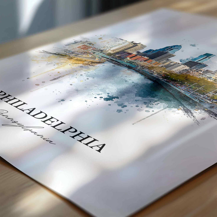 Philadelphia Wall Art, Philly Print, Philadelphia Watercolor Art, Philly Skyline Gift, Travel Print, Travel Poster, Housewarming Gift