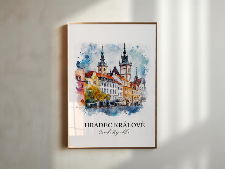 Hradec Kralove Wall Art, Czechia Print, Czech Republic Watercolor, Hradec Kralove Gift, Travel Print, Travel Poster, Housewarming Gift