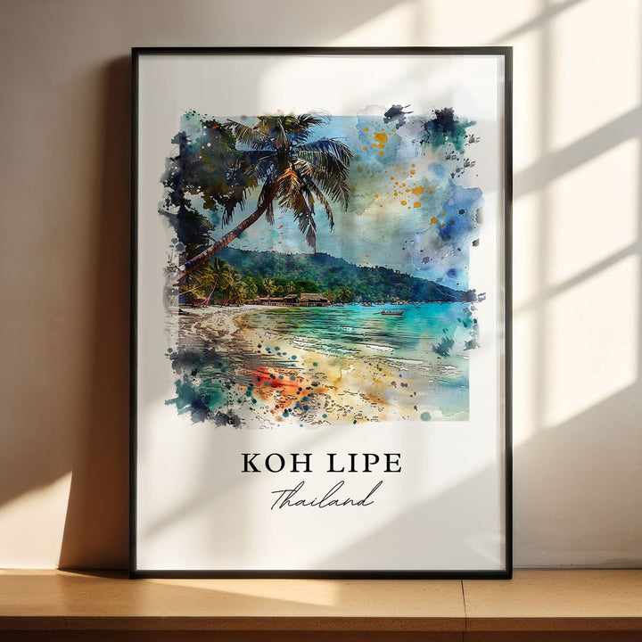 Koh Lipe Thailand Art, Koh Lipe Thailand Print, Andaman Sea Watercolor Art, Koh Lipe Gift,