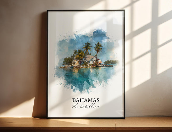Bahamas Wall Art, Bahamas Print, Bahamas Watercolor Art, Bahamas Gift, Travel Print, Travel Poster, Housewarming Gift
