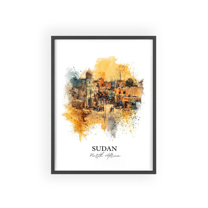 Sudan Wall Art, Sudan Print, Sudan Watercolor Art, Sudan Africa Gift, Travel Print, Travel Poster, Housewarming Gift