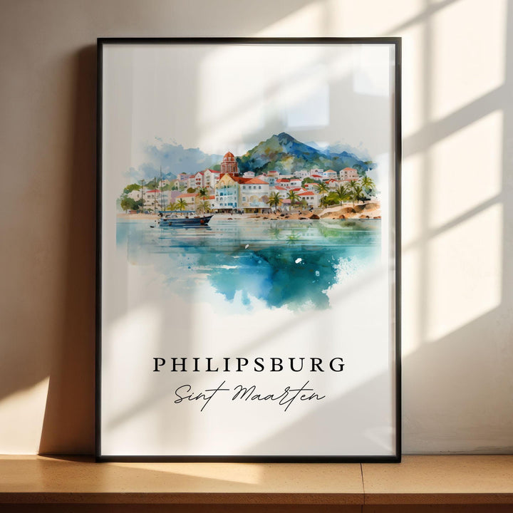 Philipsburg wall art - Sint Maarten, Philipsburg artwork, Saint Martin gift, Birthday present, Custom Text, Personalized Gift