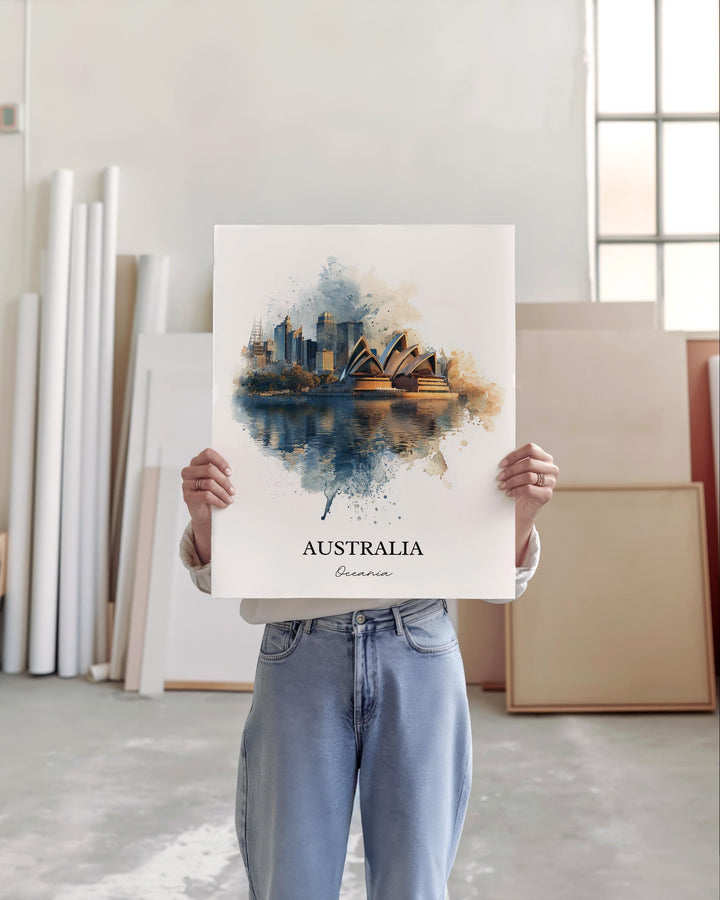 Australia Wall Art, Sydney Print, Australia Watercolor Art, Australia Gift, Travel Print, Travel Poster, Housewarming Gift