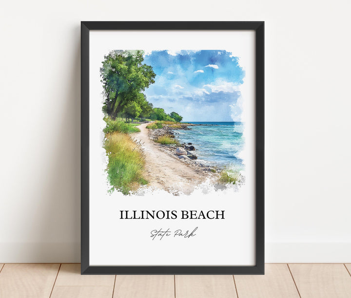 Illinois Beach State Park Wall Art, Zion IL Print, Illinois Watercolor, Illinois Beach Gift, Travel Print, Travel Poster, Housewarming Gift