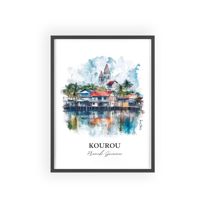 Kourou Wall Art, Kourou French Guina Print, French Guina Watercolor Art, French Guinea Gift, Travel Print, Travel Poster, Housewarming Gift