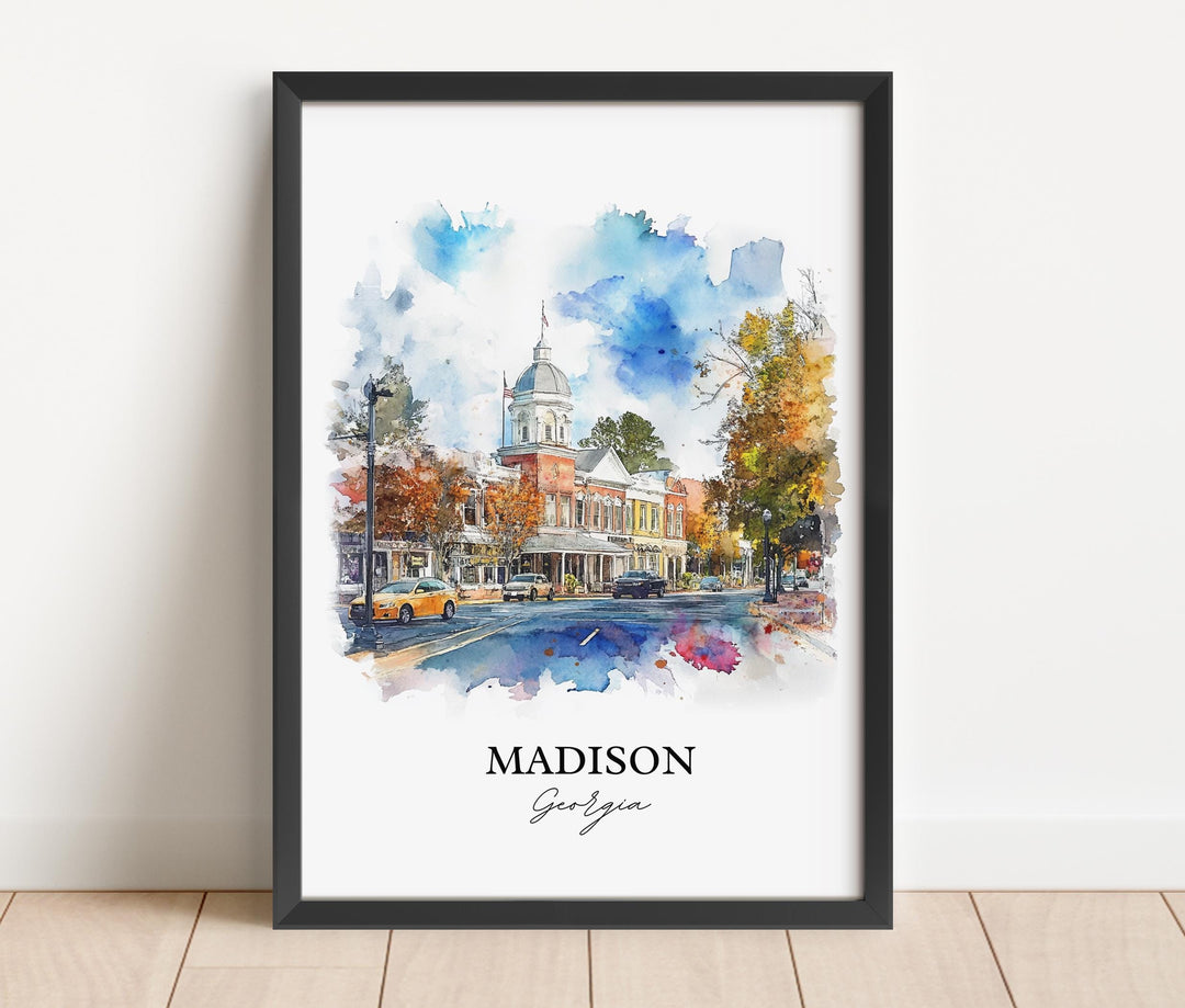 Madison, Georgia, USA – Watercolor Art Print