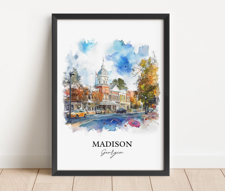 Madison, Georgia, USA – Watercolor Art Print
