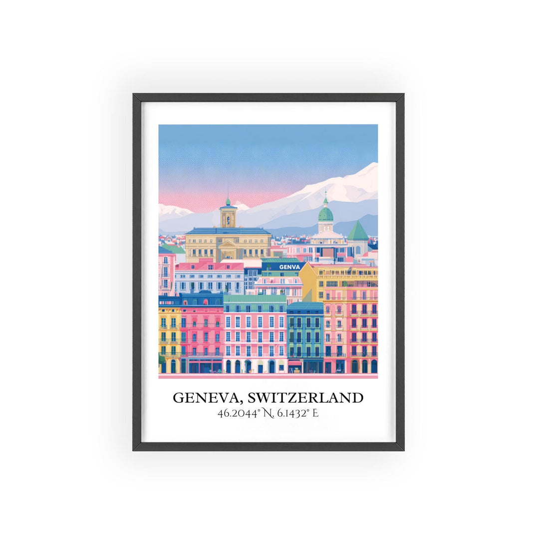 Geneva Switzerland Art, Geneva Retro Travel Art, Geneva Home Decor, Geneva Gift, Switzerland Travel Art, Travel Prints, Housewarming Gift