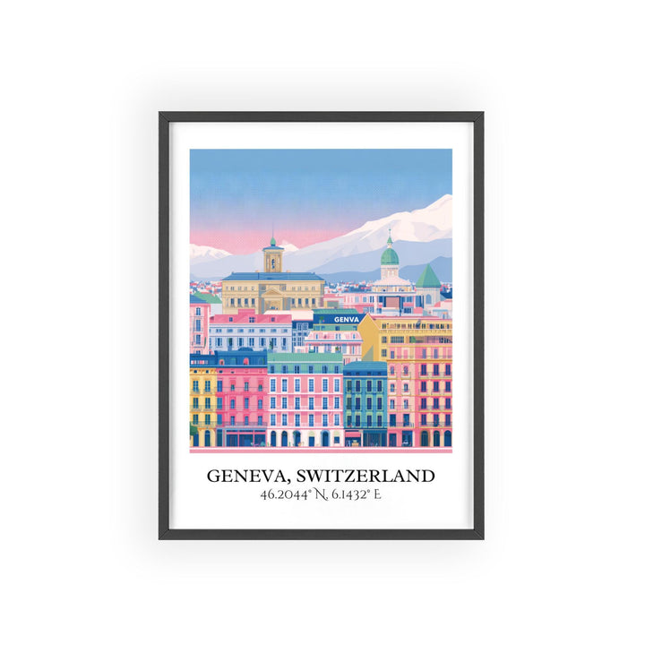 Geneva Switzerland Art, Geneva Retro Travel Art, Geneva Home Decor, Geneva Gift, Switzerland Travel Art, Travel Prints, Housewarming Gift