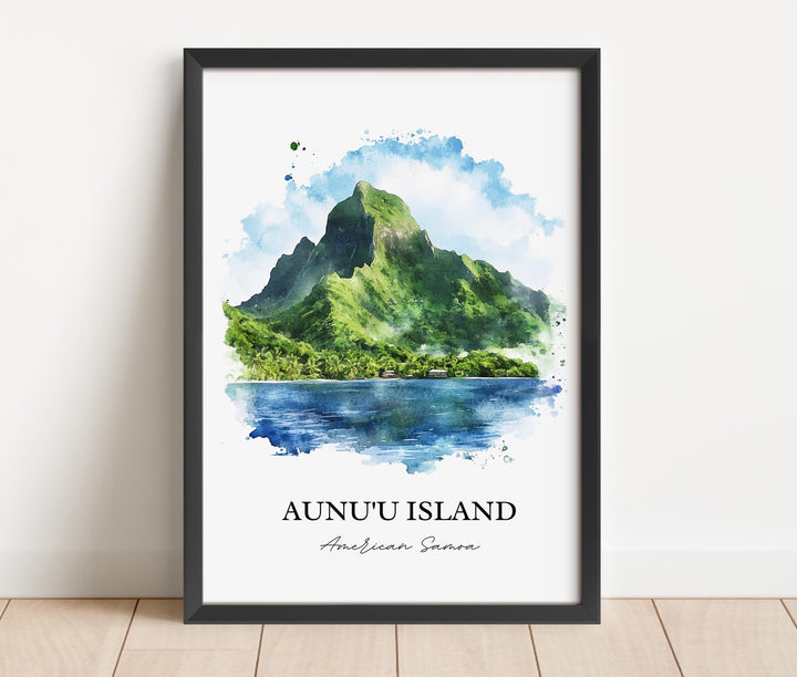 Aunu'u Island Wall Art, Tutuila Island Print, American Samoa Watercolor, Aunu'u Island Gift, Travel Print, Travel Poster, Housewarming Gift