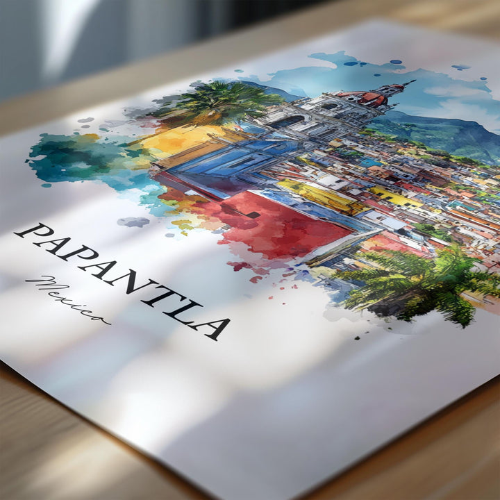 Papantla Mexico Wall Art, Veracruz State Print, Mexico Watercolor Art, Papantla Mexico Gift, Travel Print, Travel Poster, Housewarming Gift