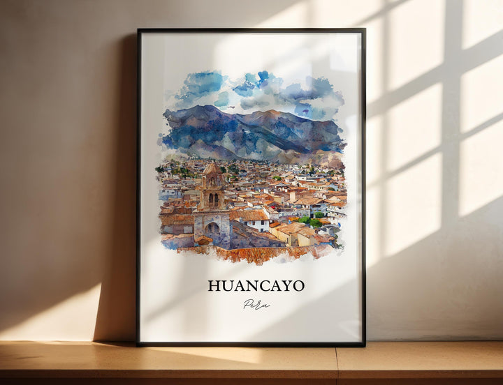 Huancayo Wall Art, Huancayo Peru Print, Peru Watercolor Art, Huancayo Gift, Travel Print, Travel Poster, Housewarming Gift