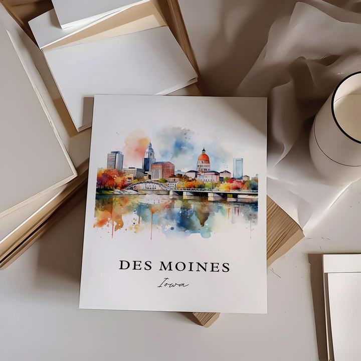 Des Moines Iowa wall art - Iowa, Des Moines poster, Des Moines Wedding gift, Birthday present, Custom Text, Personalized Gift