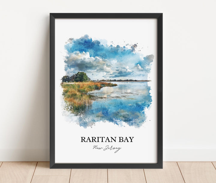 Raritan Bay Wall Art, Raritan NJ Print, New Jersey Watercolor Art, Raritan Bay Gift, Travel Print, Travel Poster, Housewarming Gift