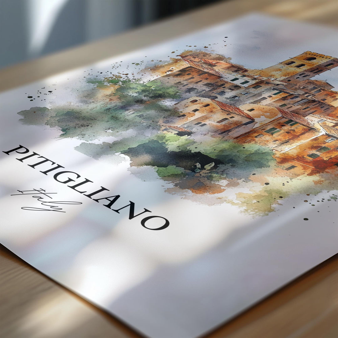 Pitigliano Wall Art, Grosseto Province Print, Italy Watercolor Art, Pitigliano Italy Gift, Travel Print, Travel Poster, Housewarming Gift
