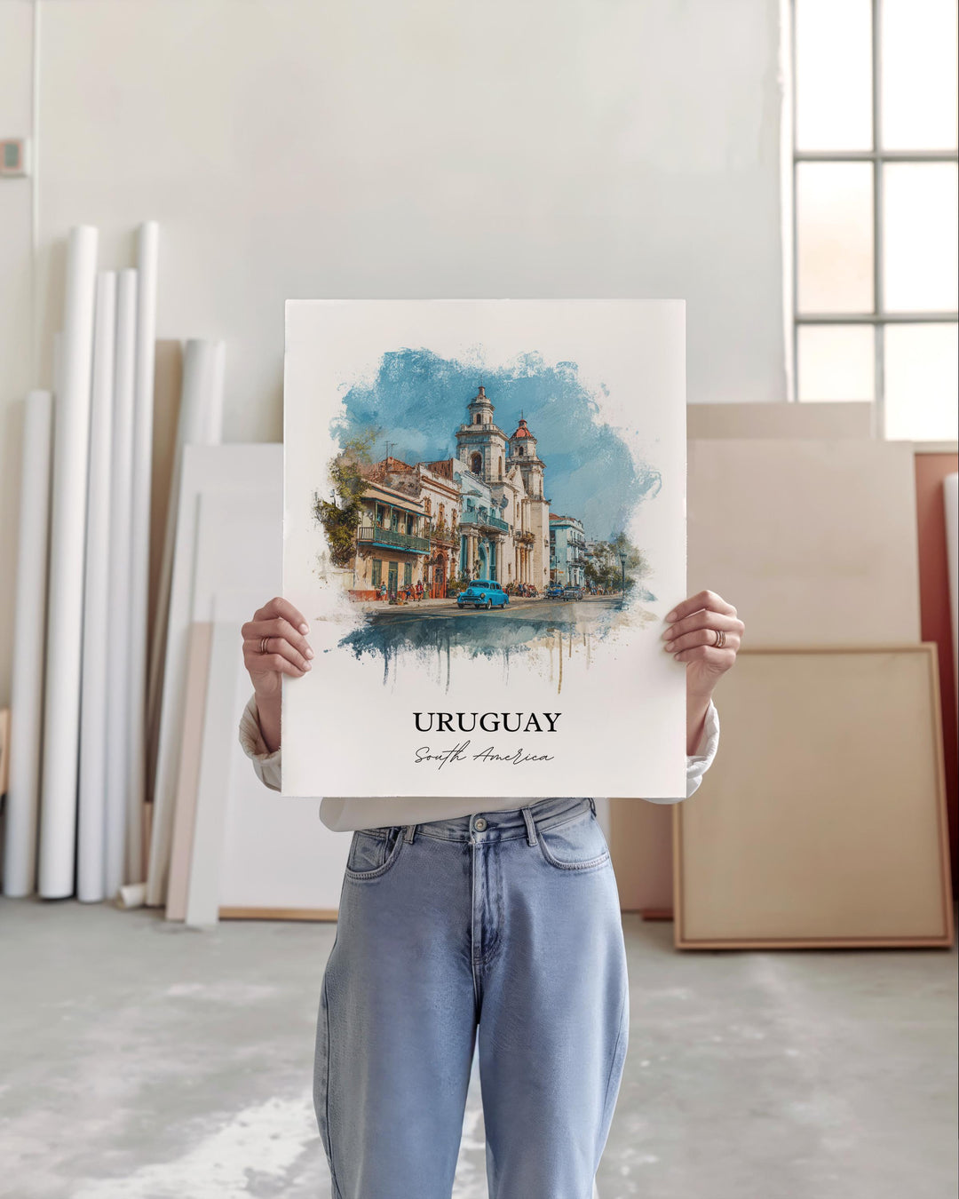 Uruguay Wall Art, Uruguay Print, Uruguay Watercolor Art, Uruguay Gift, South America Travel Print, Travel Poster, Housewarming Gift
