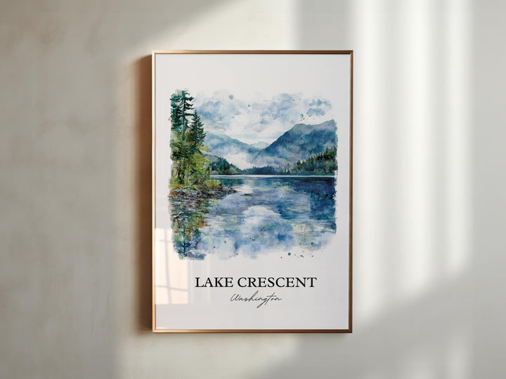 Lake Crescent Wall Art, Olympic National Park, Washington Watercolor Art, Lake Crescent Gift, Travel Print, Travel Poster, Housewarming Gift